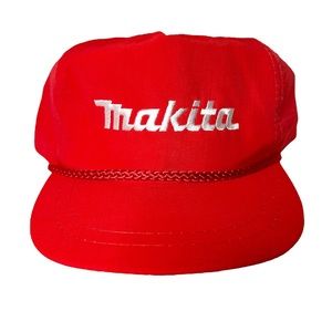 Vintage Makita Snapback Rope Embroidered Logo Nylon Cap Hat Red Adult OS